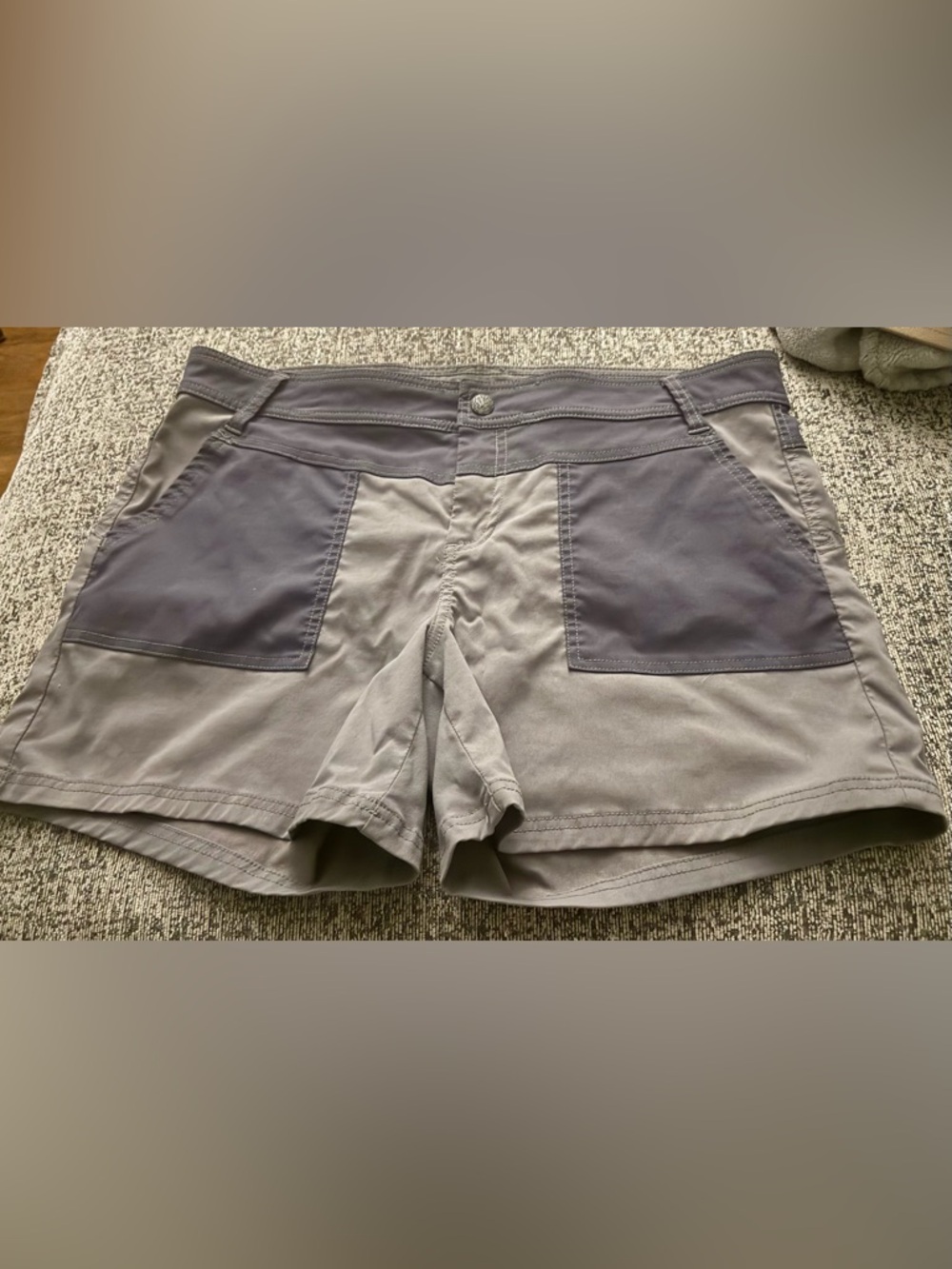 prAna‎ Asha Shorts Gray Colorblock Hiking Outdoor Stretch Womens 14 Gorpcore